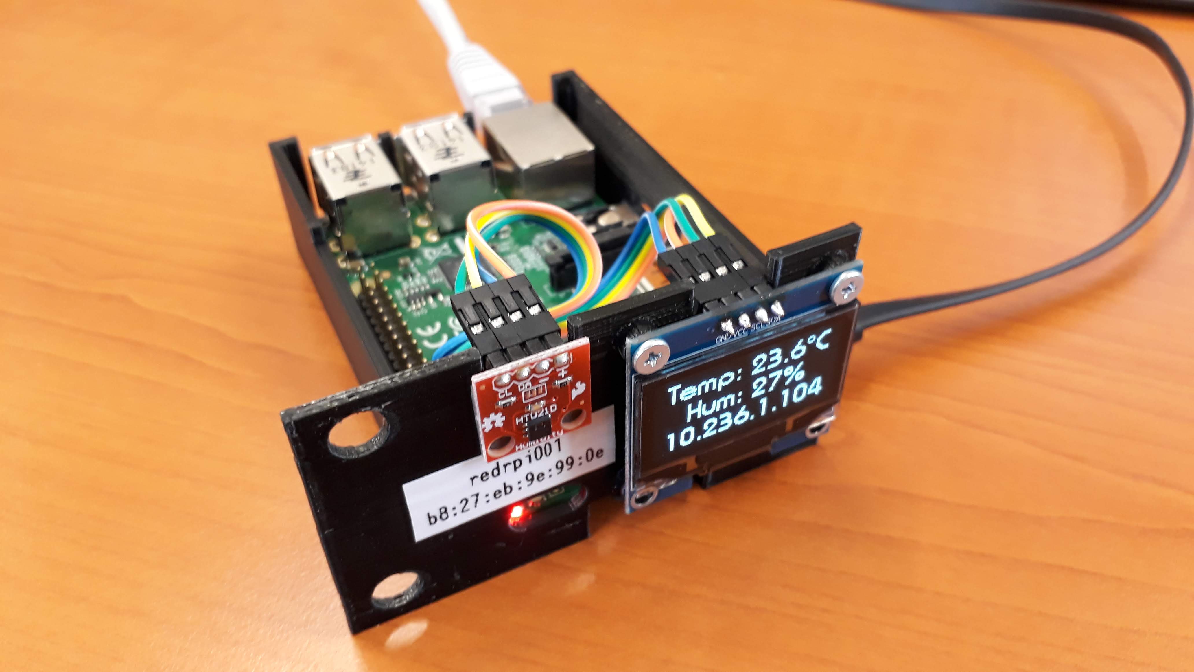 Rack Mountable Raspberry Pi B+ Case + HTU21D + SH1106