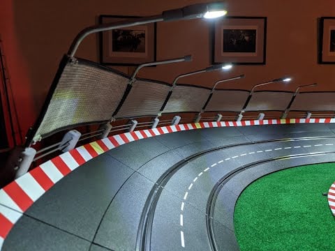 Track Lighting, Guard Rail, and Catch Fence for Carrera Slot Car Track