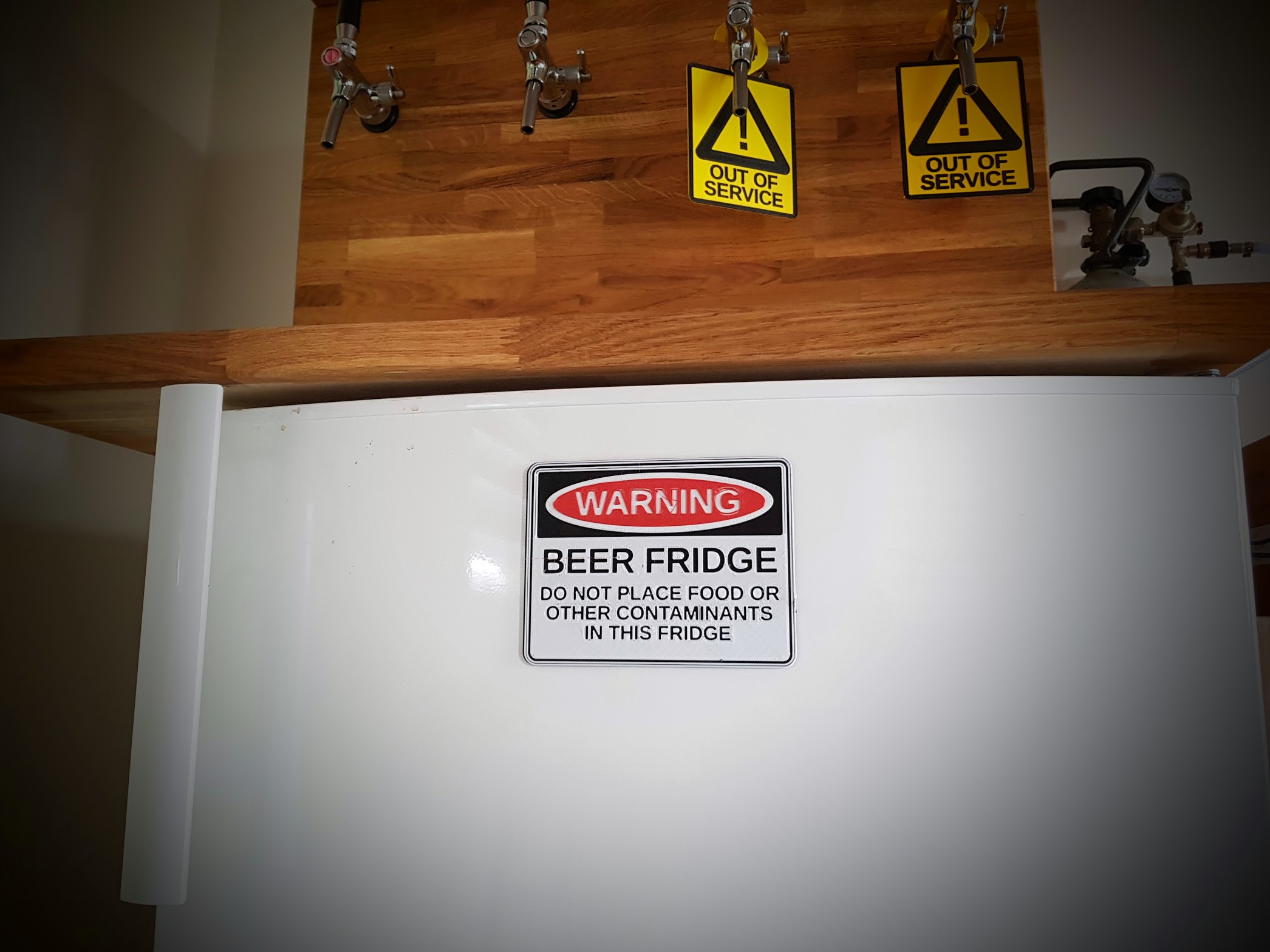 Warning beer fridge