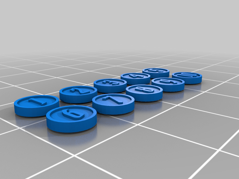 Gloomhaven Enemy Number Tokens - For resin printing FLAT on buildplate