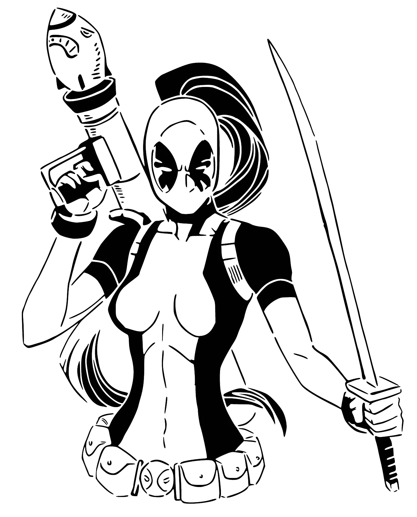 Lady Deadpool stencil 1