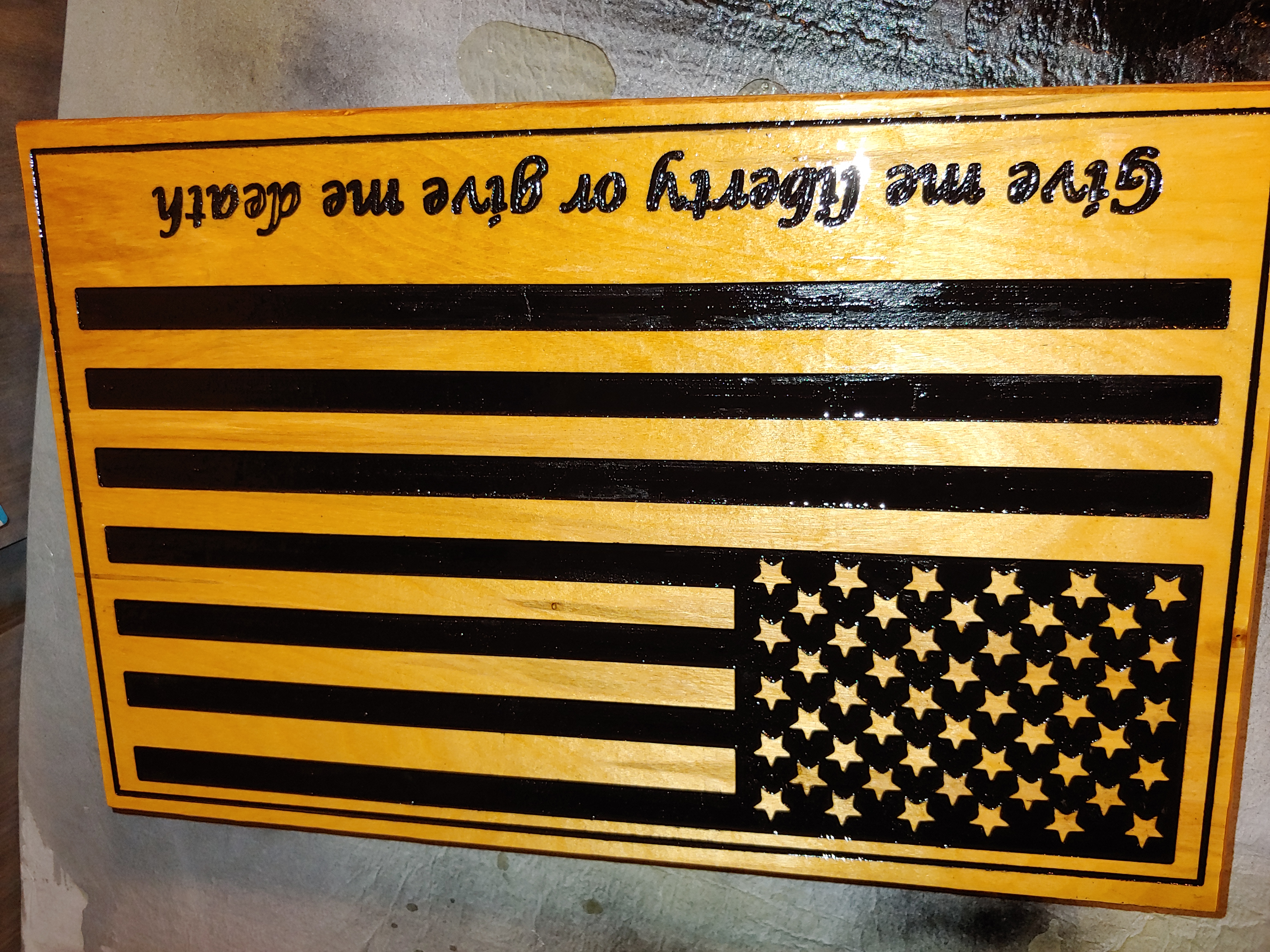 CNC Router American Flag with Liberty Quote