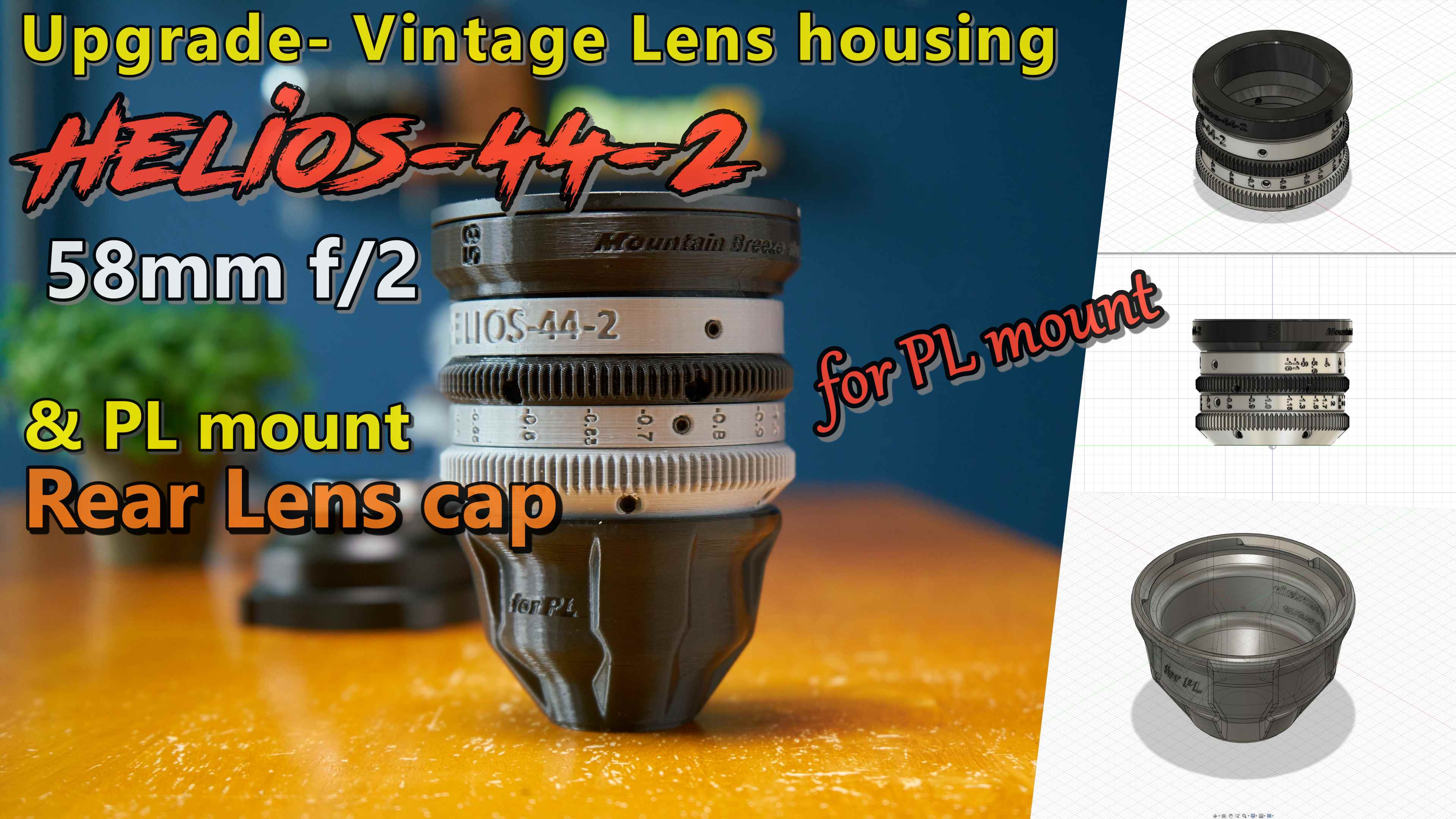 Upgrade-Vintage Lens housing, Helios 44-2 58mm f/2 for PL mount