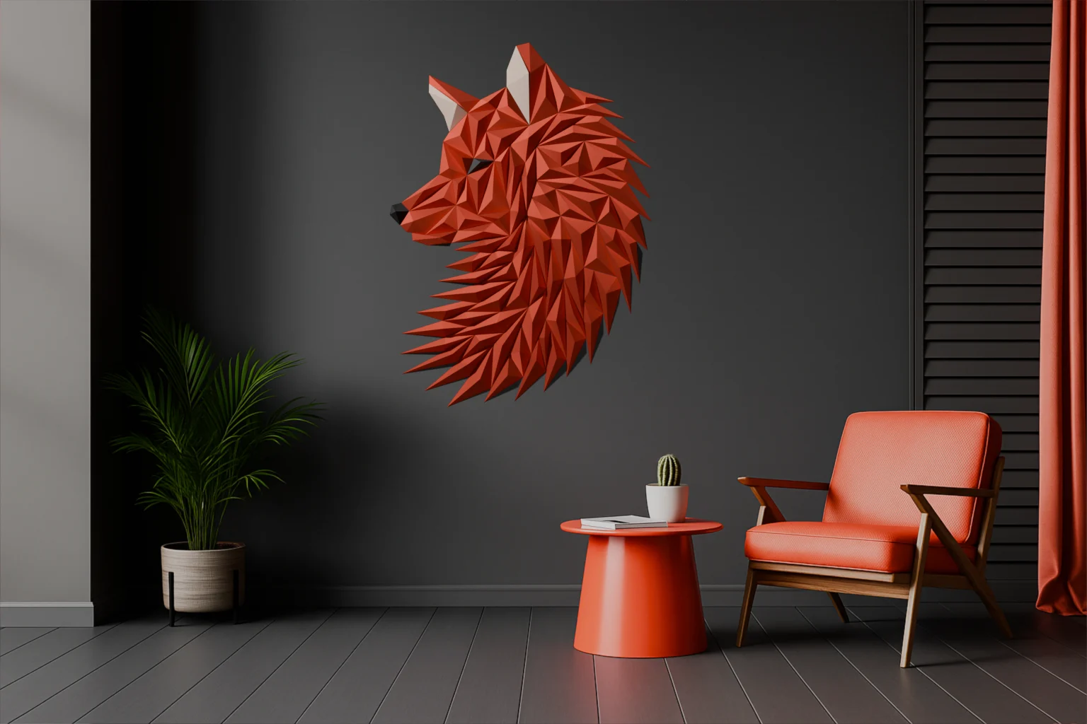 Geometric Wolf (fox) head wall art