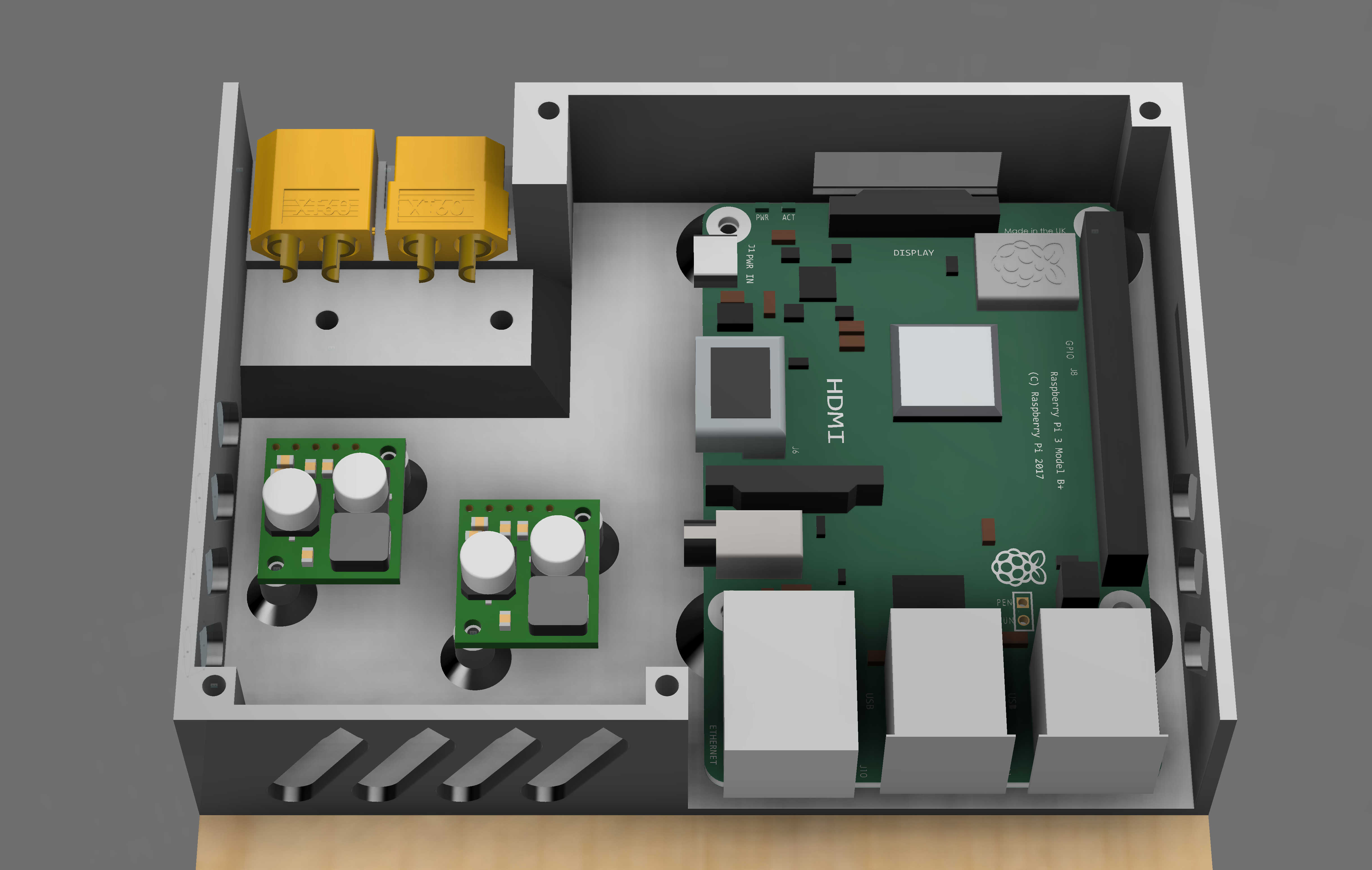 Creality CR10 10S RaspberryPi Octoprint Holder with LED and build in step downs
