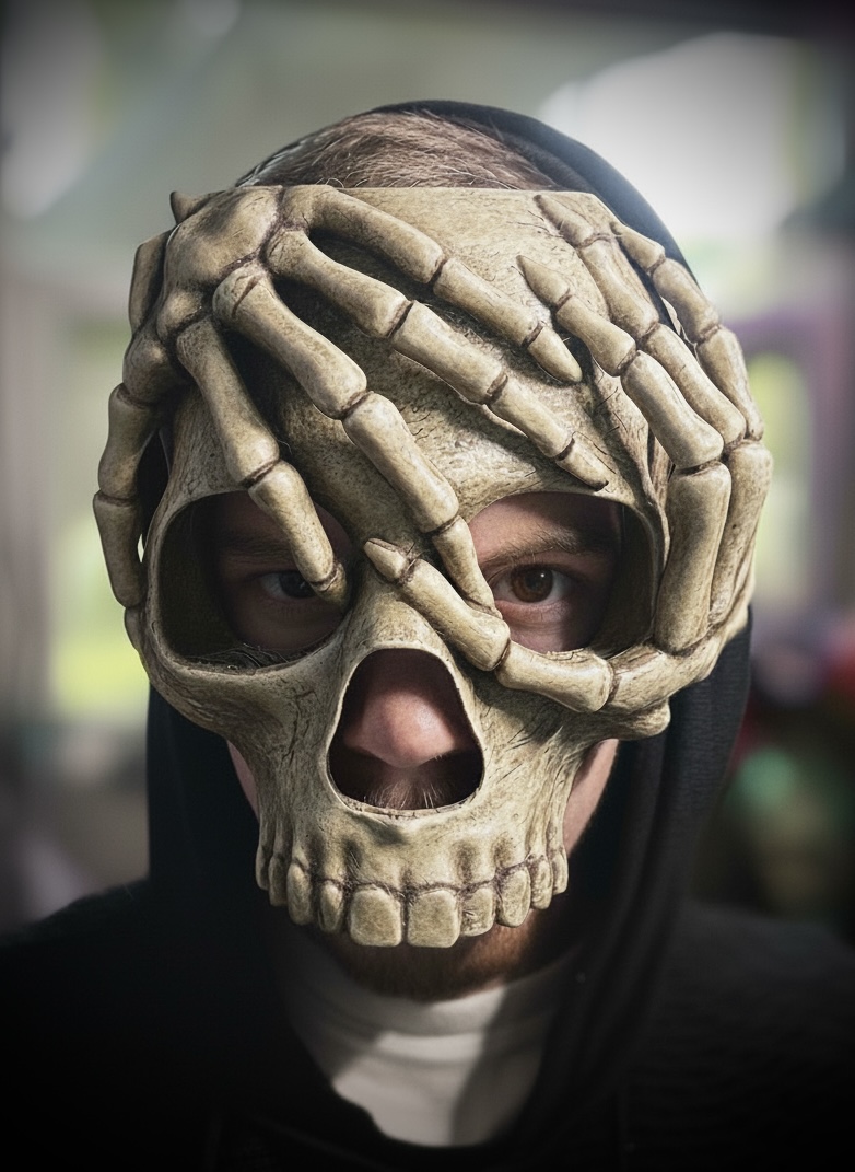 Skeleton hands skull mask