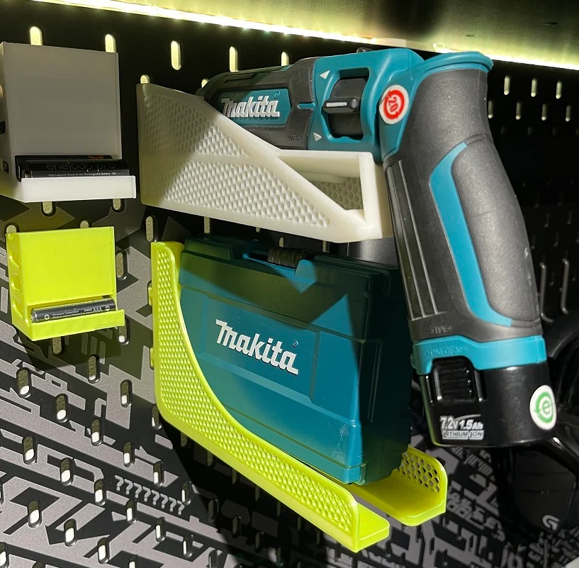 Makita 7.2V Screwdrivers TD022D Holder for Skadis (SKÅDIS) Pegboard