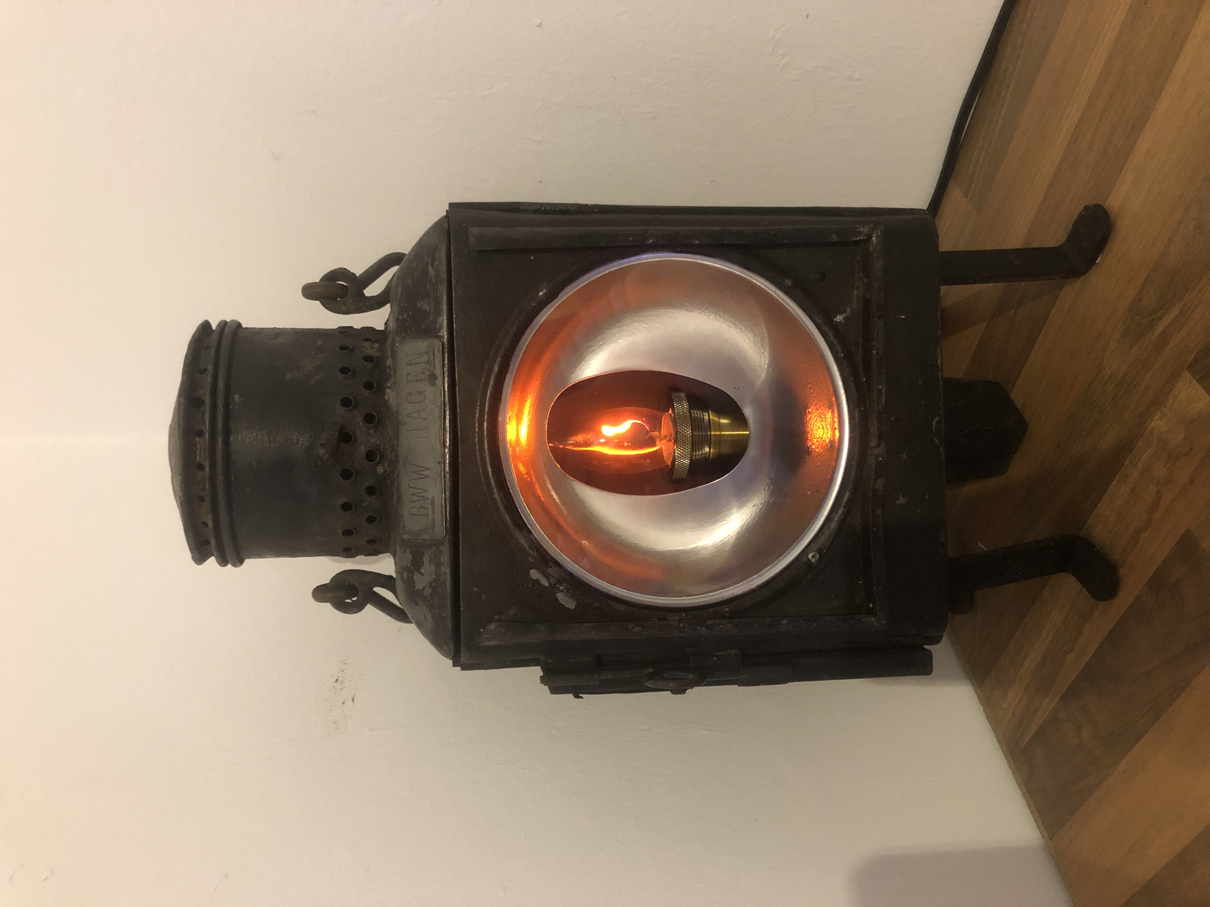Steam locomotive lantern of the BWW Hagen electric conversion