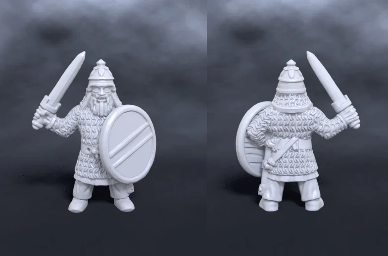 Dwarven warrior with sword and shield