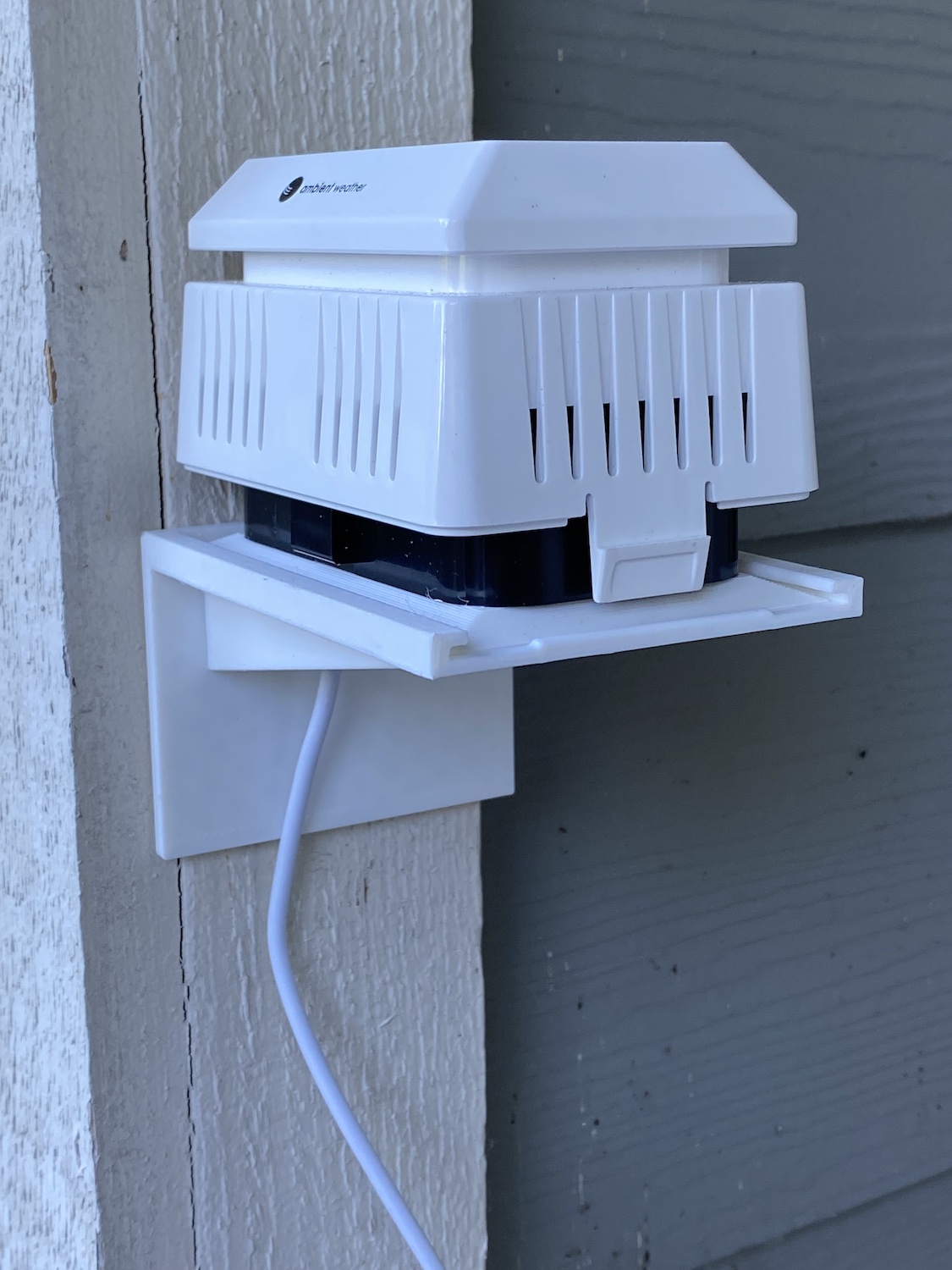 Tray and rack for Ambient Weather PM2.5 Wireless Outdoor Particulate Monitor