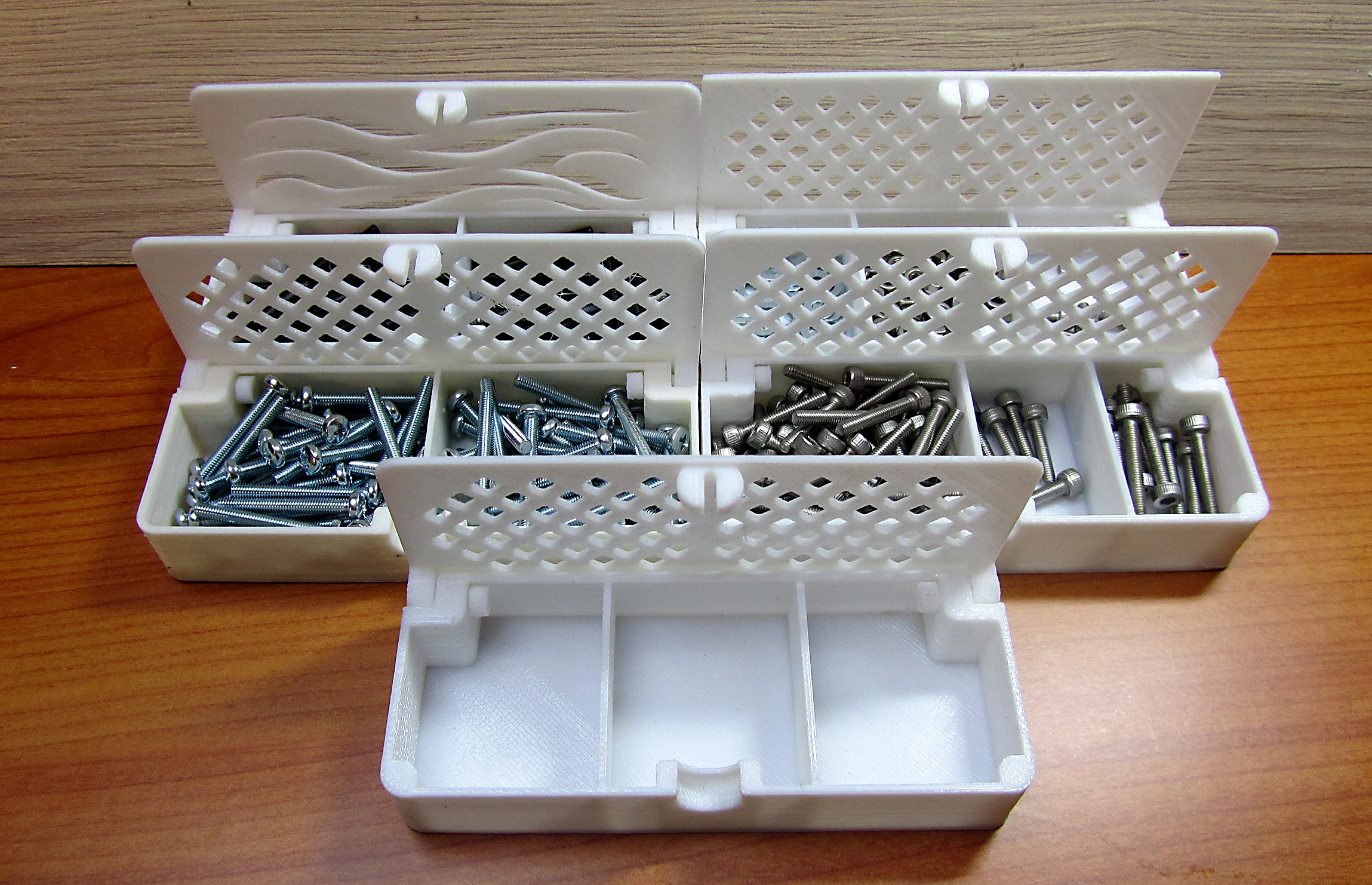 Box with hidden hinges and click lock
