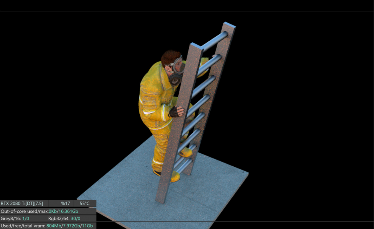 Fireman Climbing Ladder