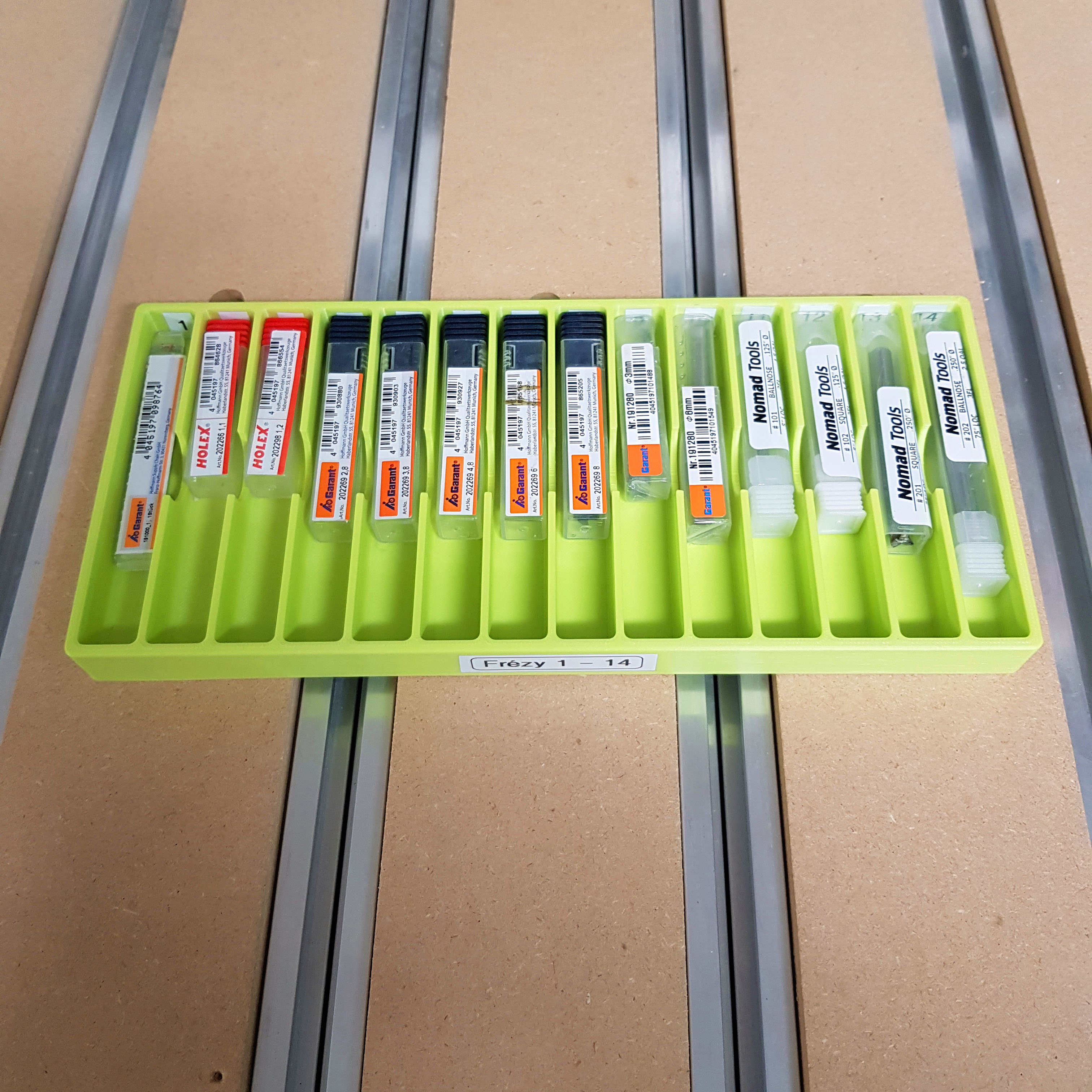 END MILL TRAY 14PC