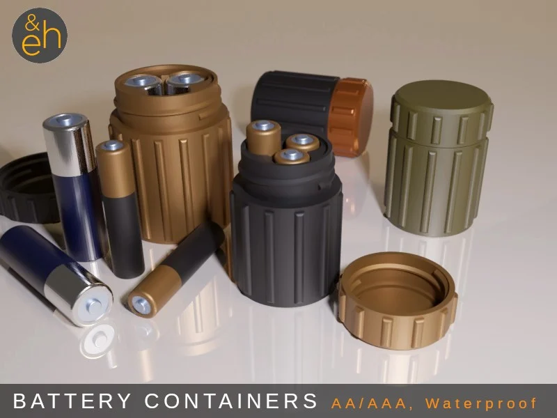 Battery Containers, AA/AAA, Military Grade, Waterproof, Screw Cap