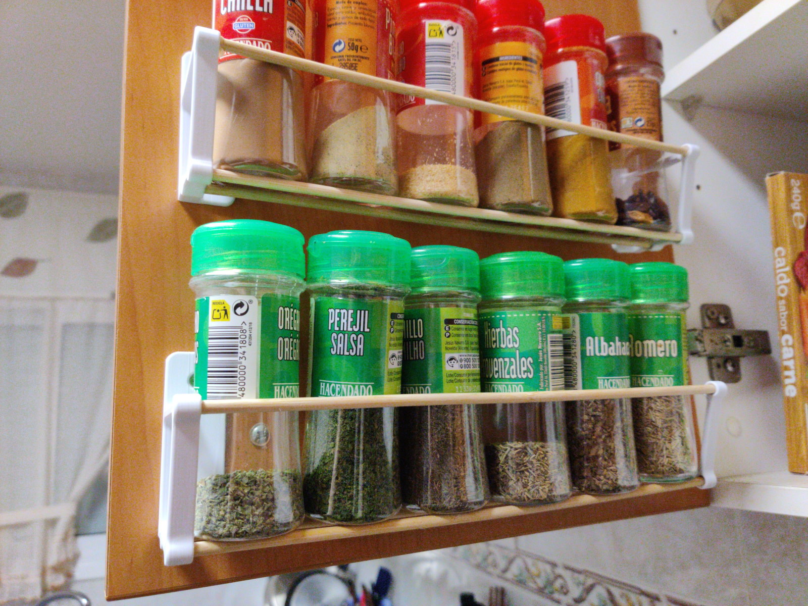 Minimalistic spice rack but now it has screw holes