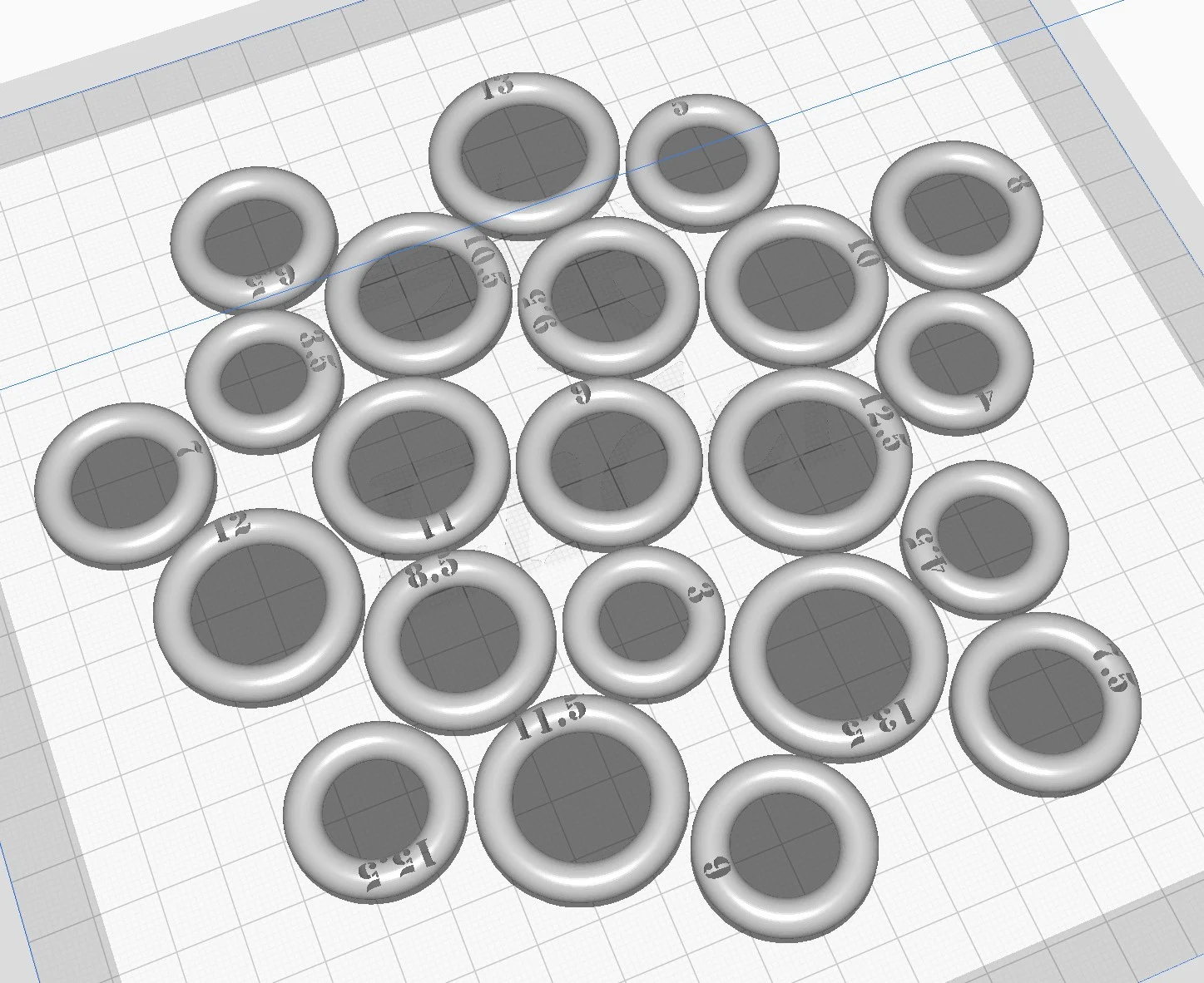 Ring Size Gauges (U.S. Units) (with mm diameter)