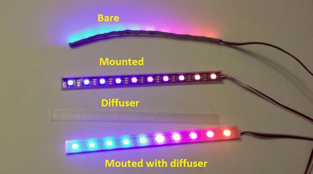 Flexible LED strip mount and diffuser