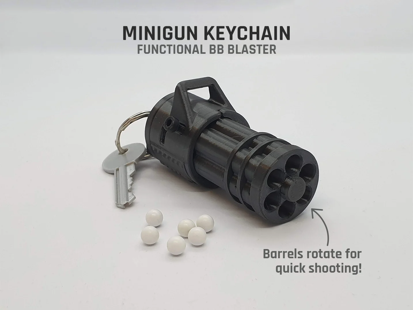 Minigun Keychain — Functional BB Blaster