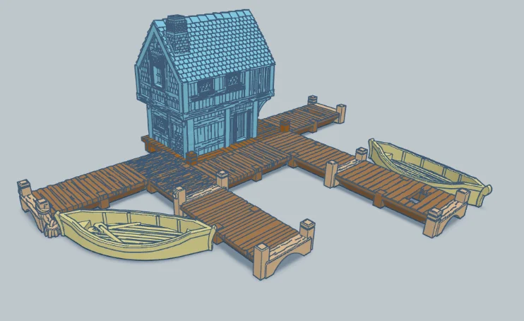 Lake-town Houses and Jetties 10mm Scale