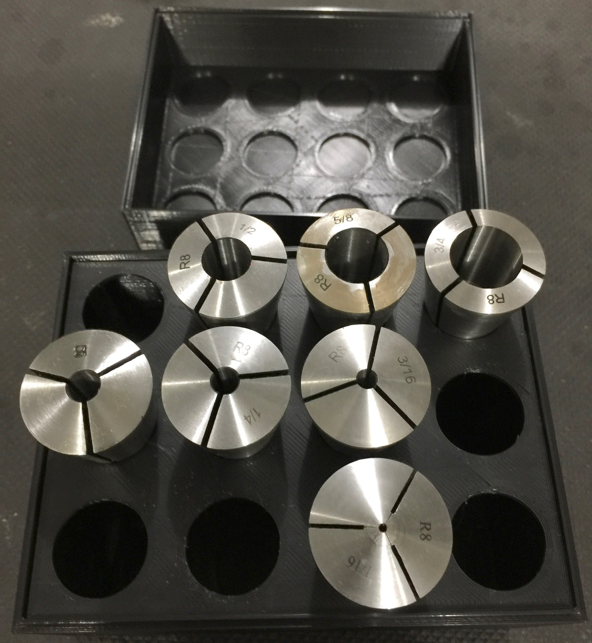 Collet Storage Box for 12 each Type R8 Collets