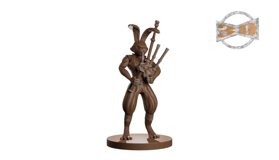 Harefolk with a bagpipe