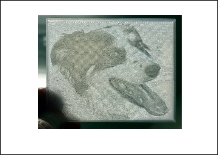 Lithophane of Dolly (a Border Collie)