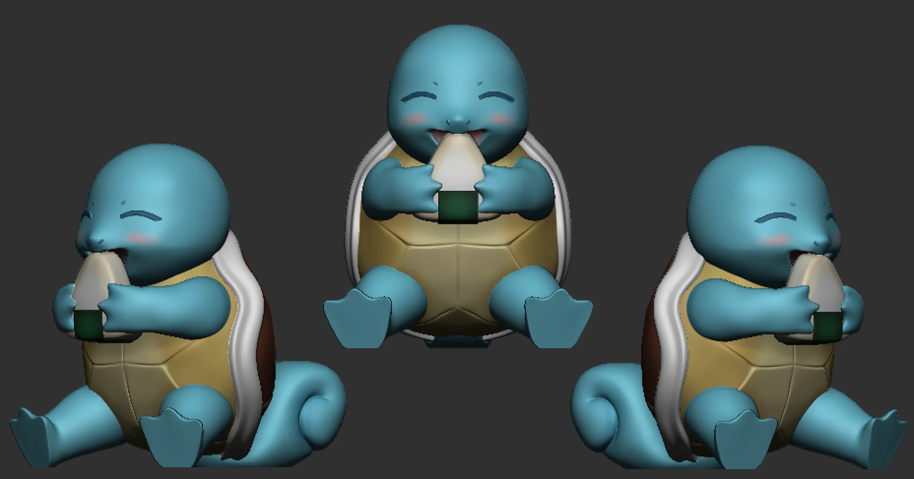 Squirtle Pokemon Eating Onigiri