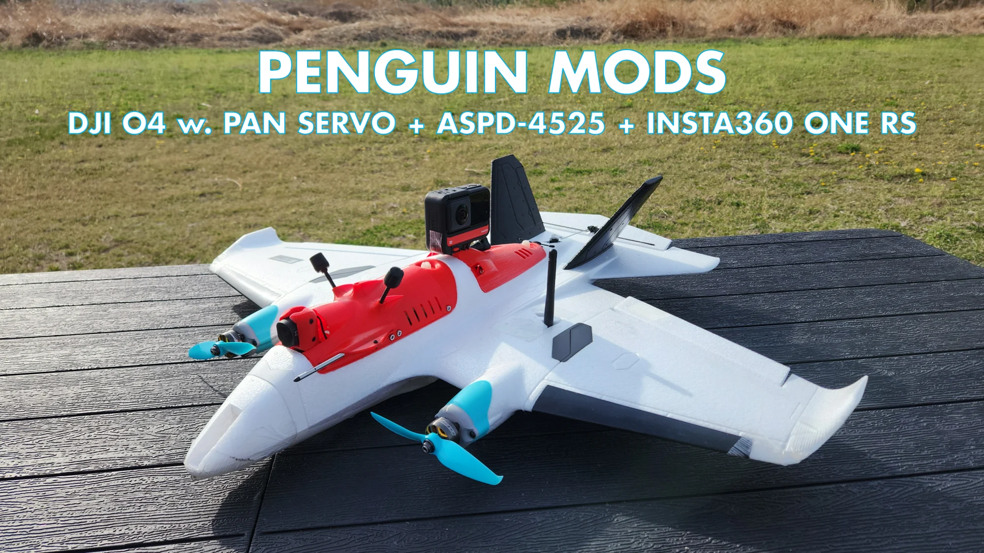 AtomRC Penguin Multi Purpose Canopy + Back Cover Mod - DJI O3 / O4 Pro + Pan Servo, Airspeed Sensor, Insta360 ONE RS