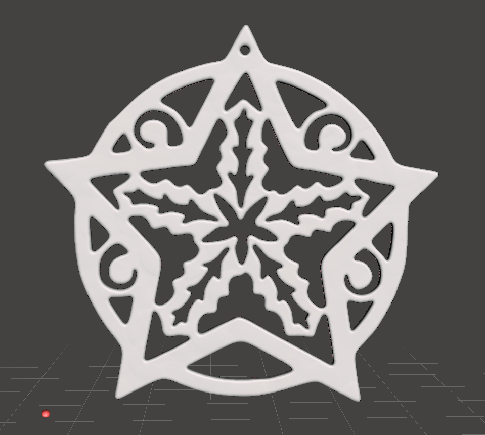 Christmas Tree Ornament - Star with holly Flat