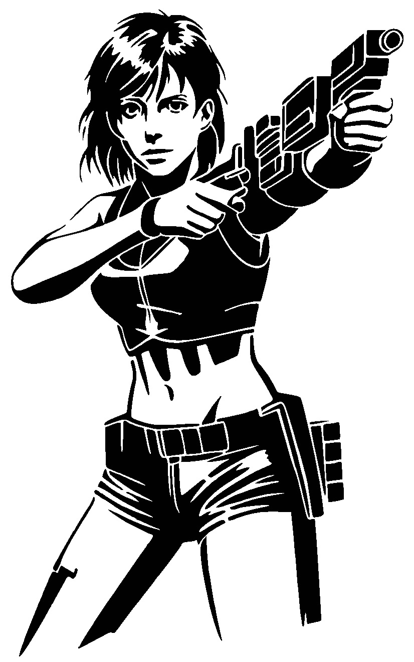 Gun Girl stencil 10