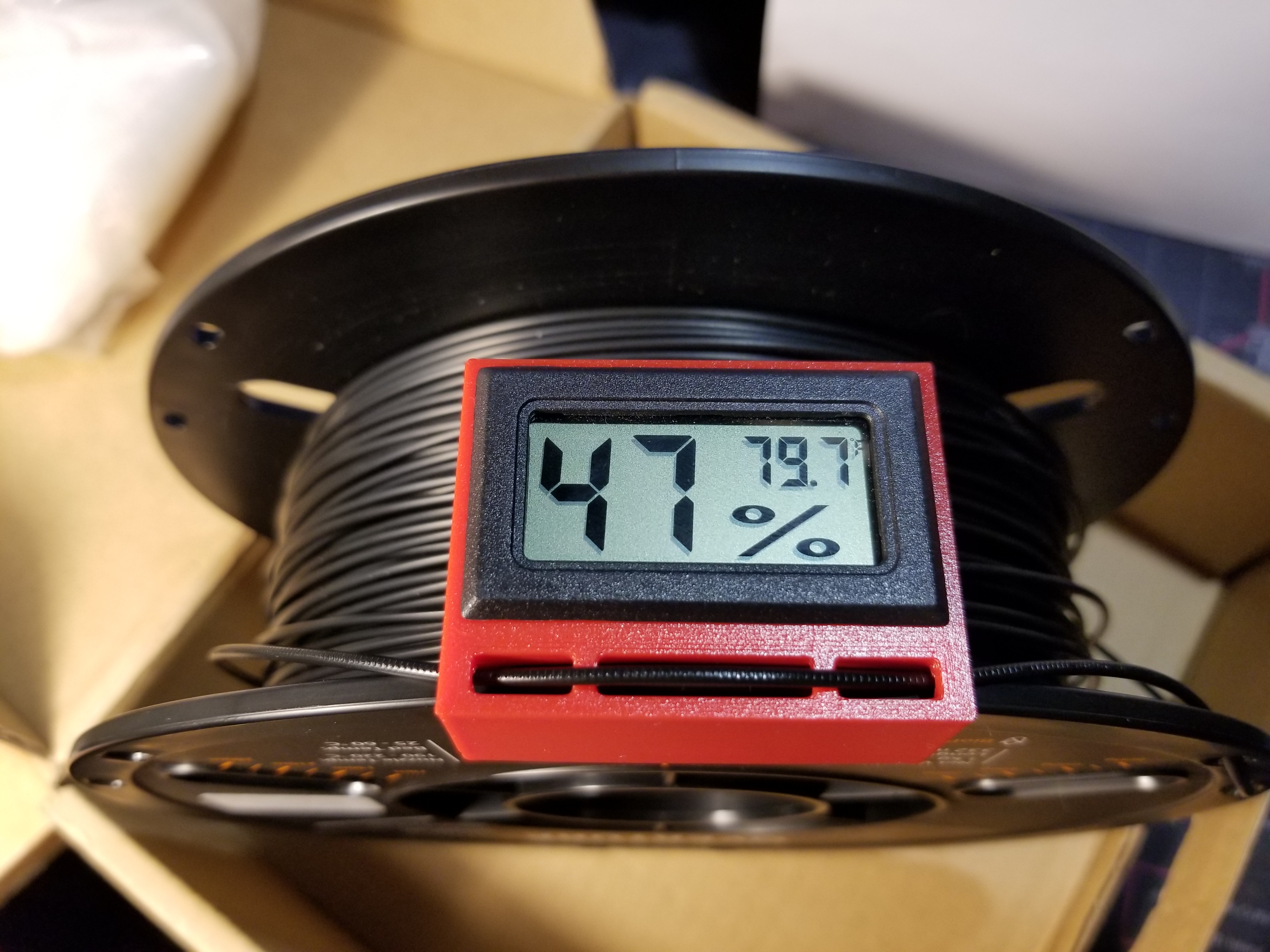 Digital Hygrometer Spool Mount and Filament Clip