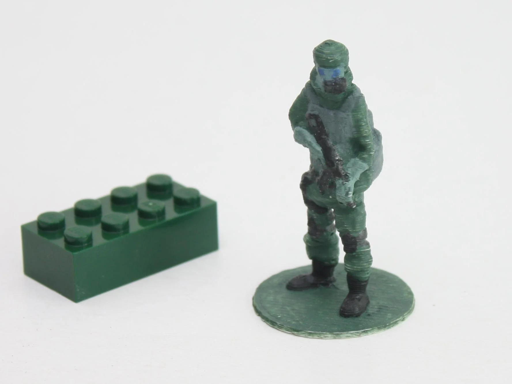 Gas mask soldier on stand