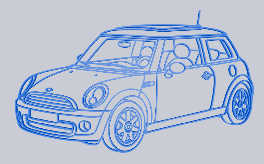 Mini R50 stencil 2D car art
