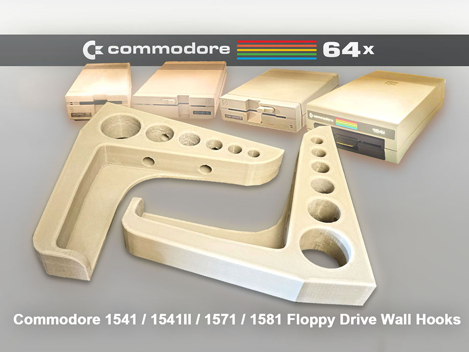 Commodore Floppy Drive Display / Storage Wall Hooks