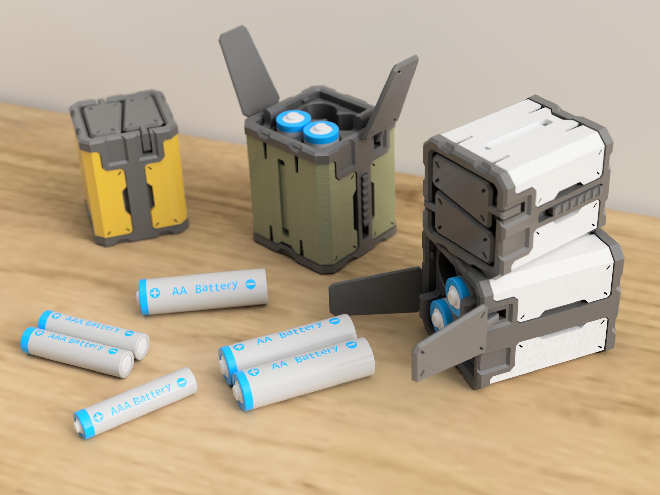 Missile Pod-style Battery Holder AA/AAA /2Hatch Type