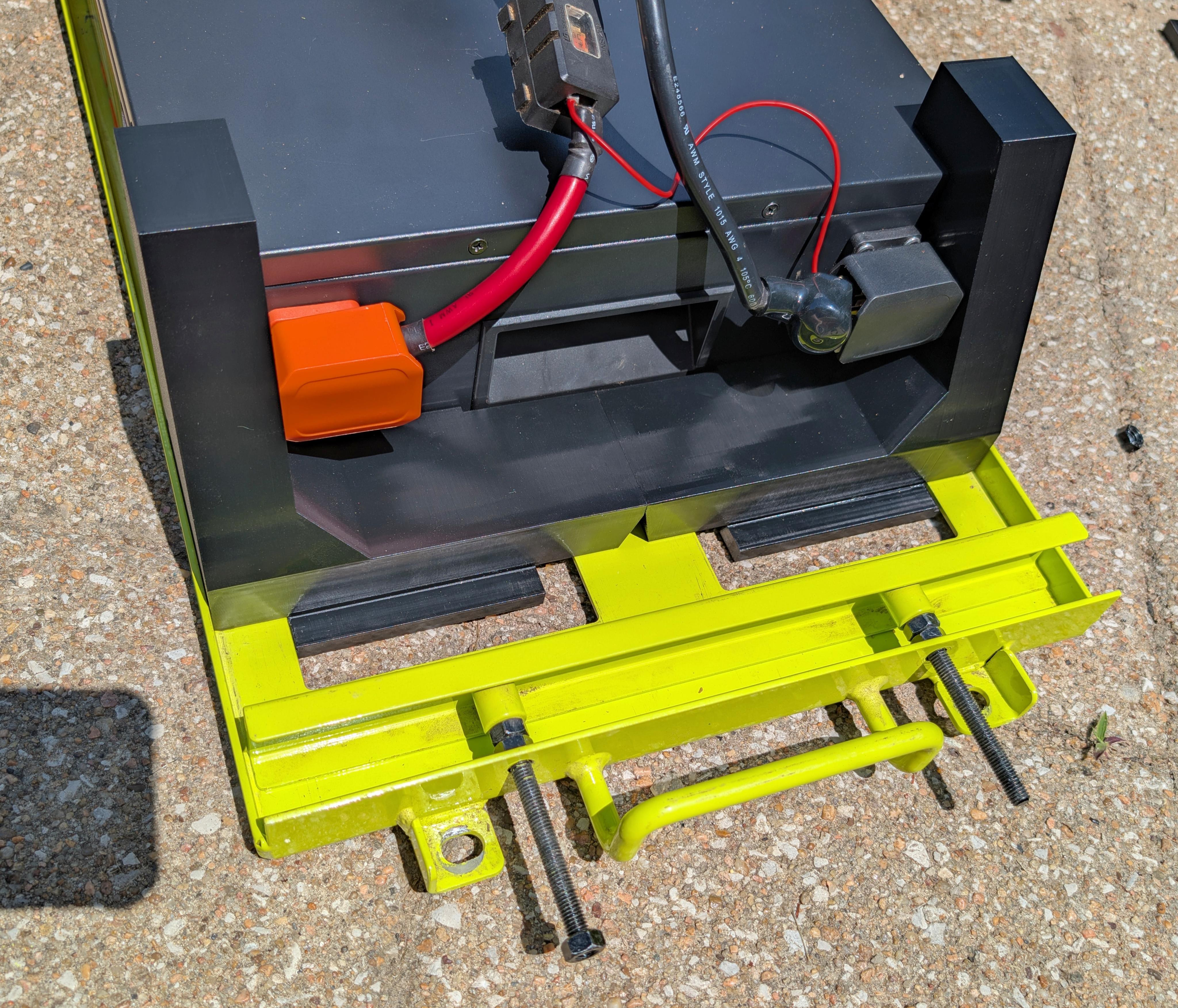 Mounting brackets for Eco-Worthy 50Ah LFP battery pack in Ryobi RM480 mower