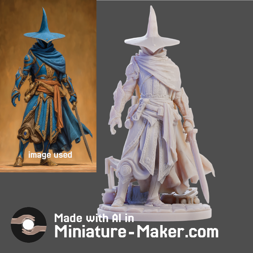 Blue Wizard Knight Miniature - DnD Tabletop RPG