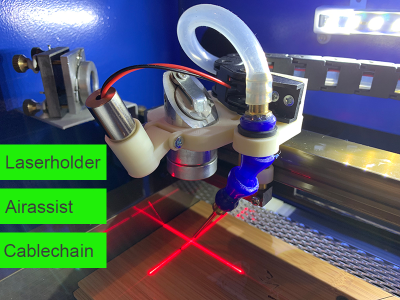 K40 Laser - Comboplate - Laserholder/Airassist/Cablechainholder
