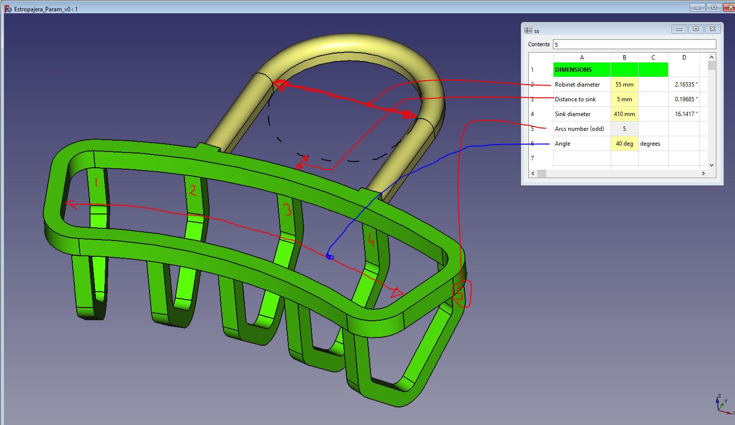Scourer drainer - Escurridor de estropajo. Parametric.