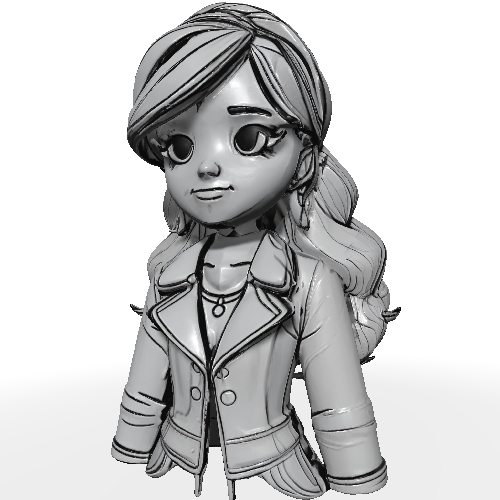 Anime Girl in Stylish Coat Figurine