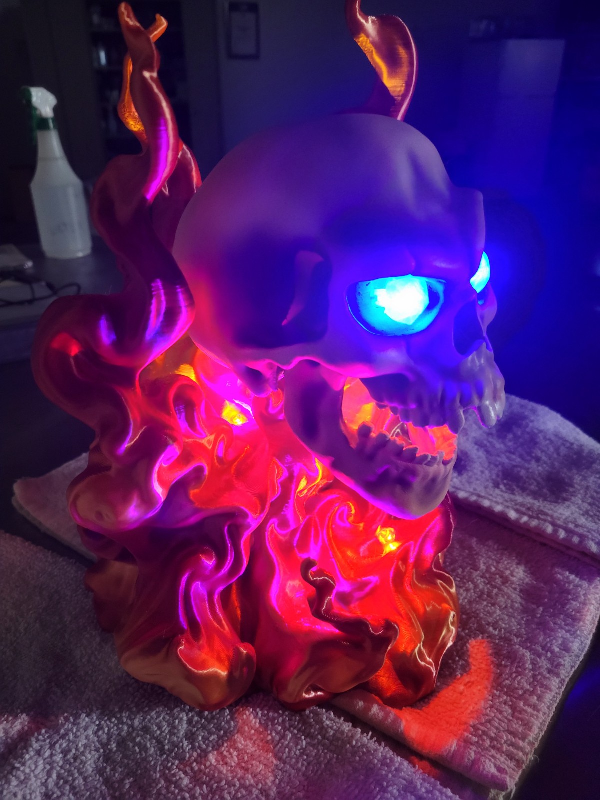 Illuminated Skull in Flames