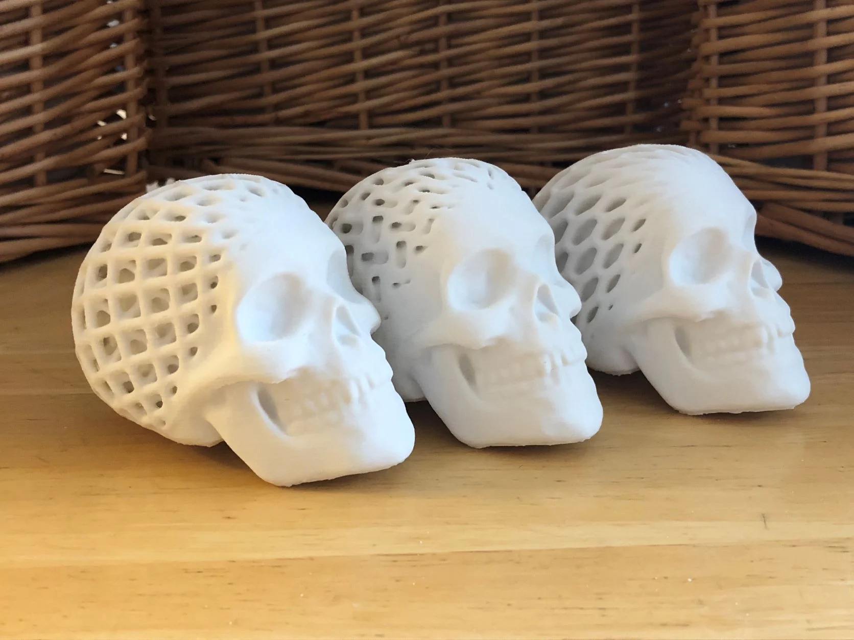 Three Architected Skulls