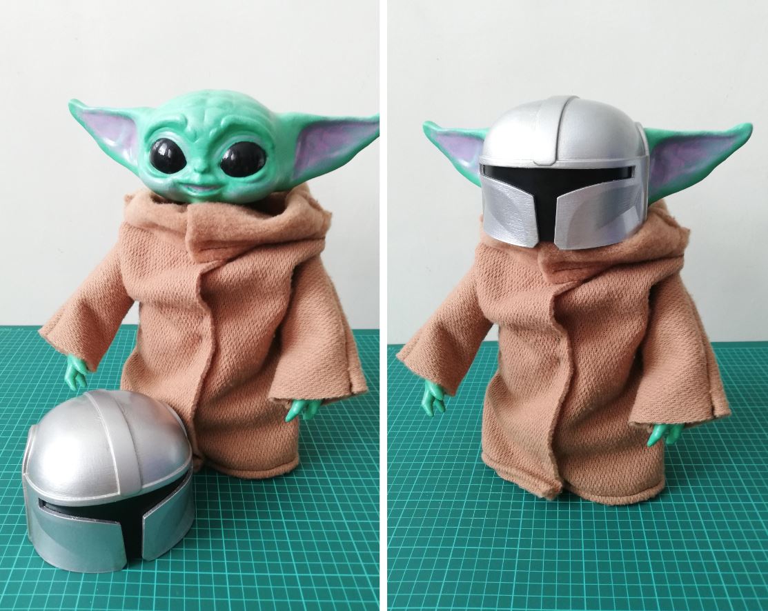 Madalorian helmet for baby Yoda