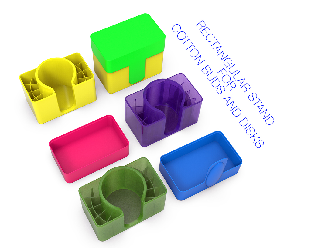 Rectangular stand for cotton buds and disks