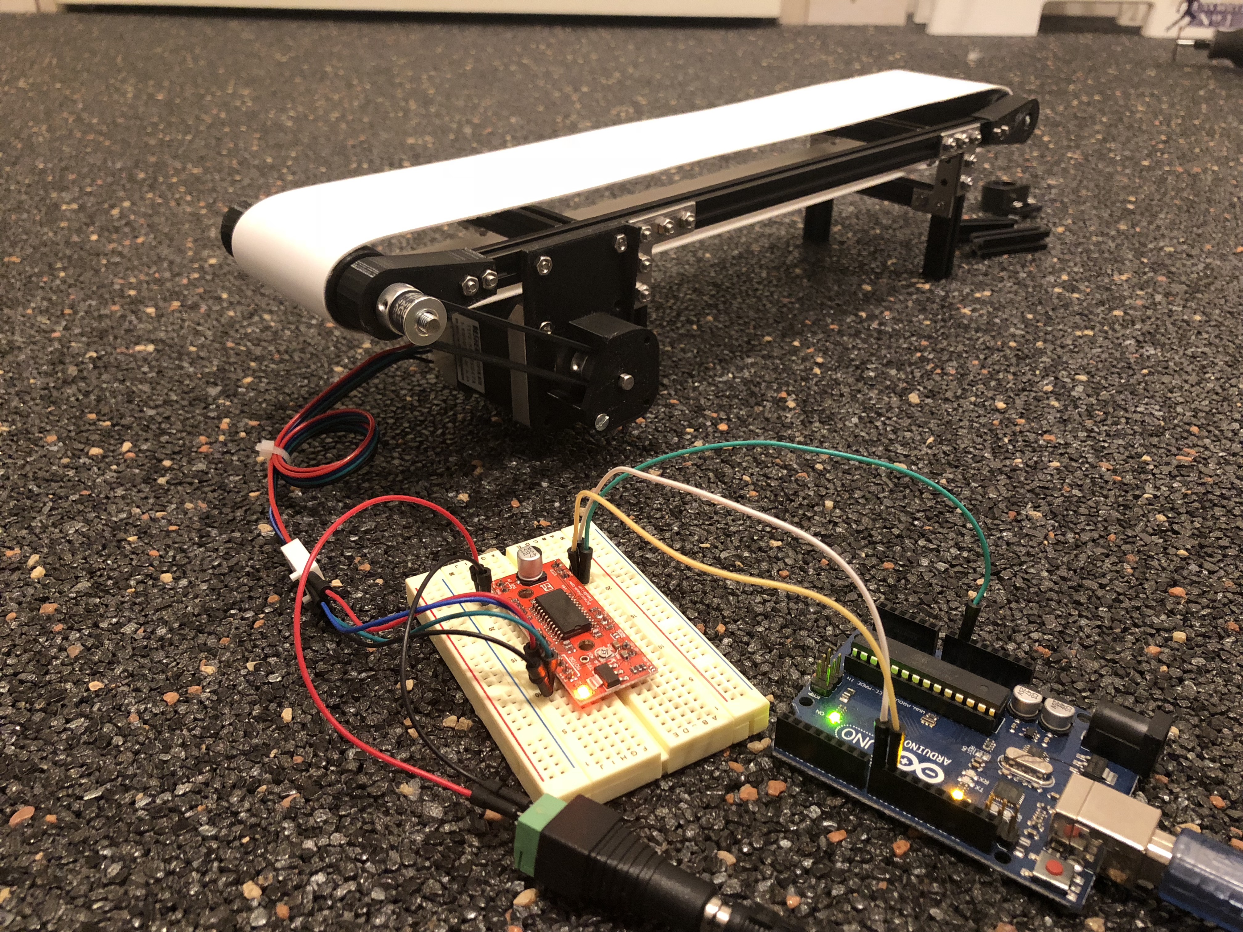 Stepper motor conveyor belt