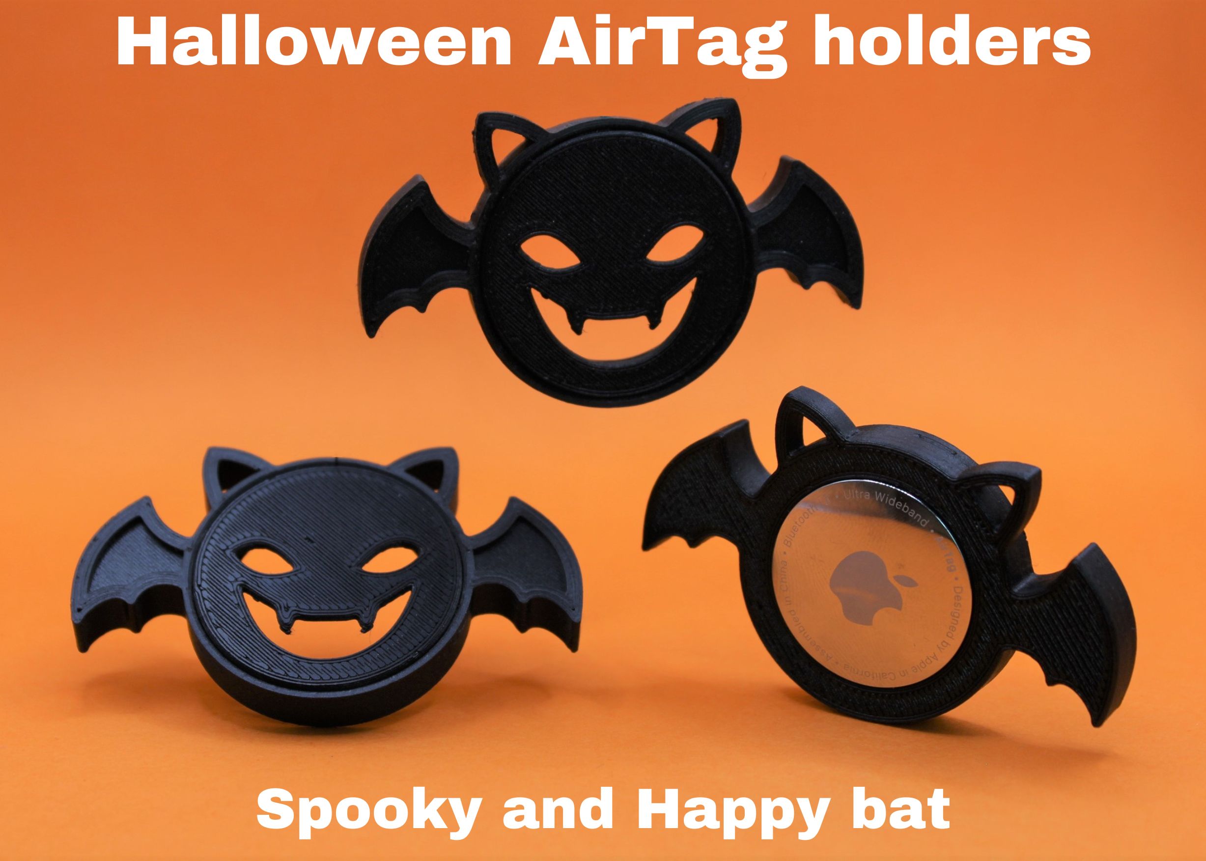 HAPPY AND SPOOKY BAT AIRTAG HOLDERS