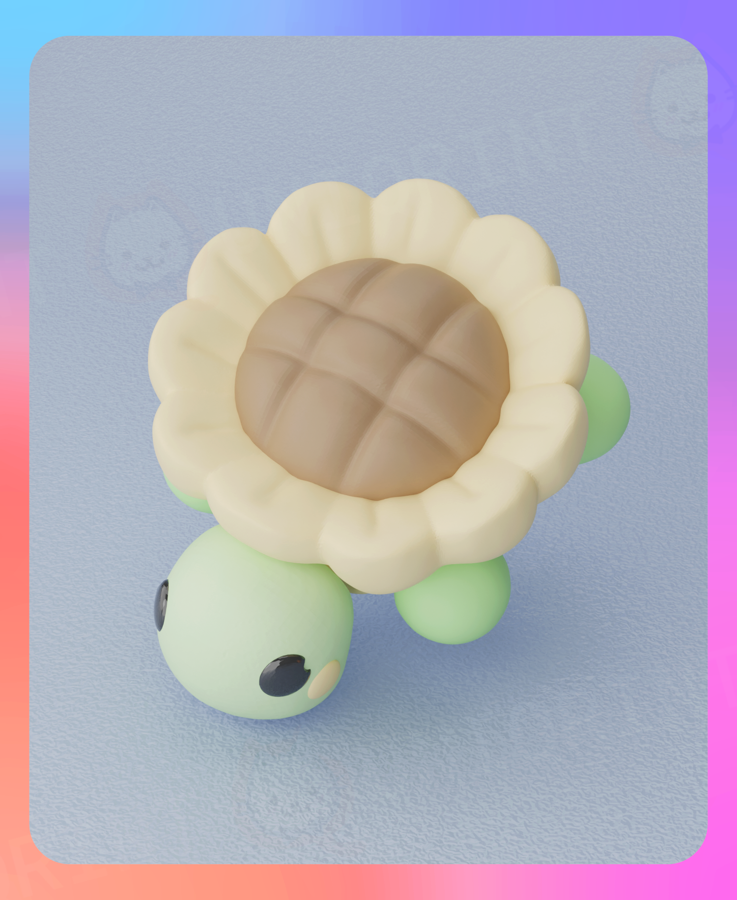 Flexi Turtle Keychain: Sunflower
