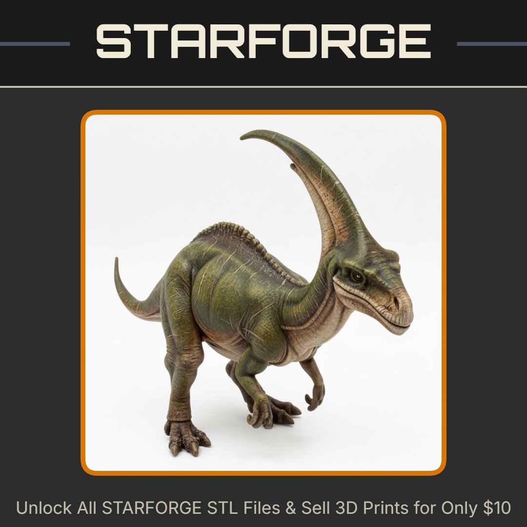 28mm Parasaurolophus Dinosaur Realistic Ancient Creature Model StarForge Kits 3D Print STL File