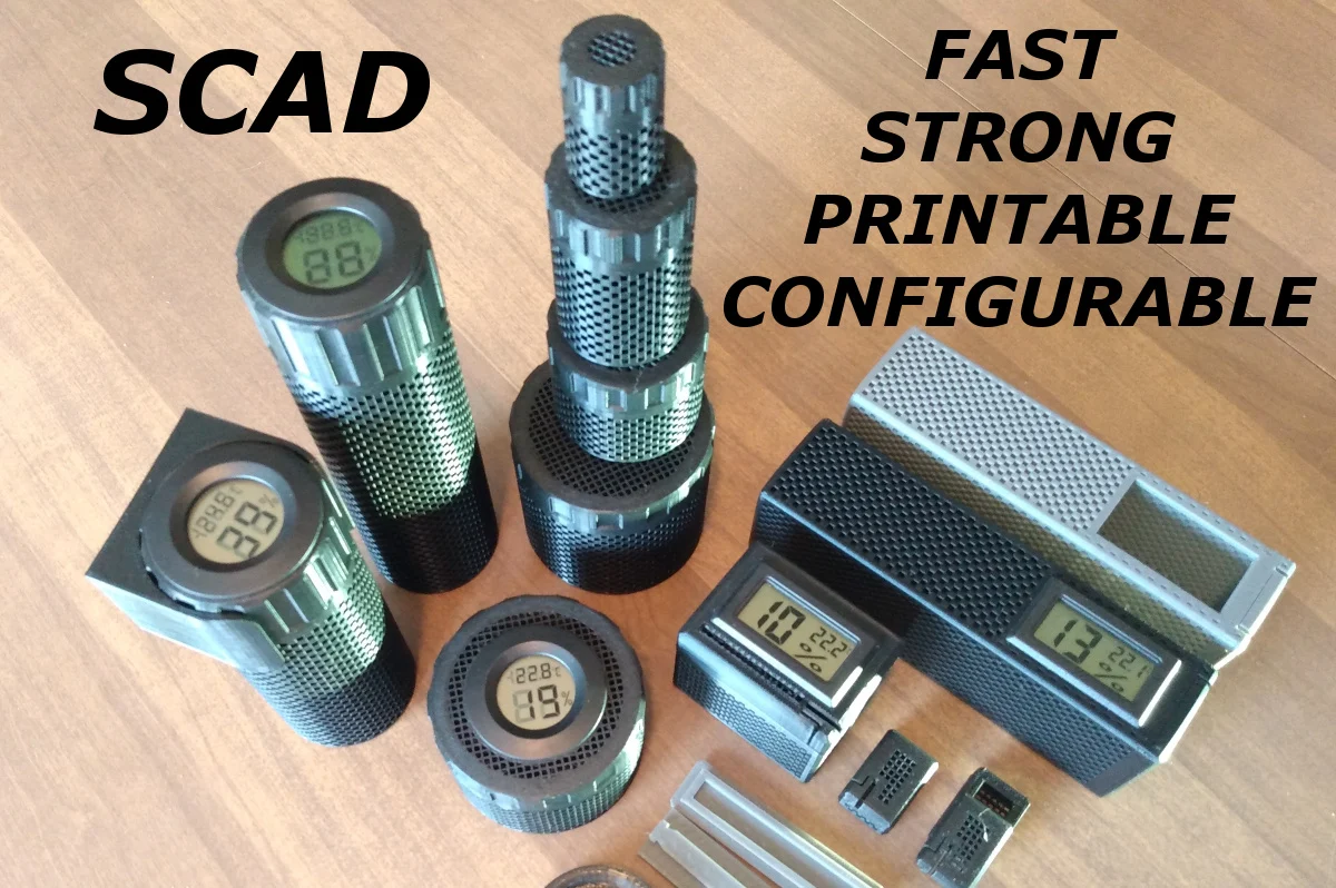 Fast & Strong Parametric Basket Weave Desiccant Containers (with Hygrometer) (SCAD)