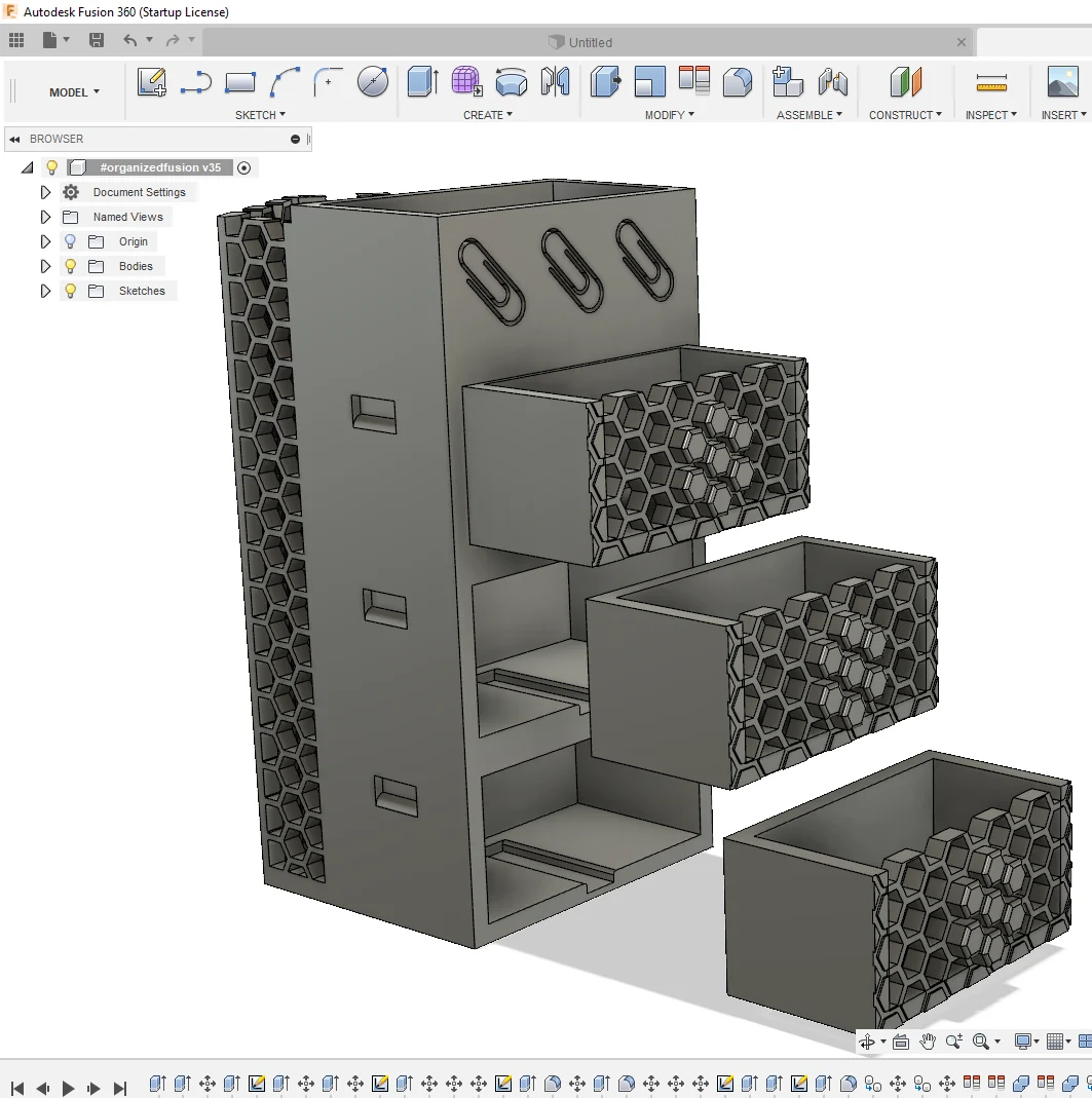 #organizedfusion Bee themed Desk organizer #fusion360challenge